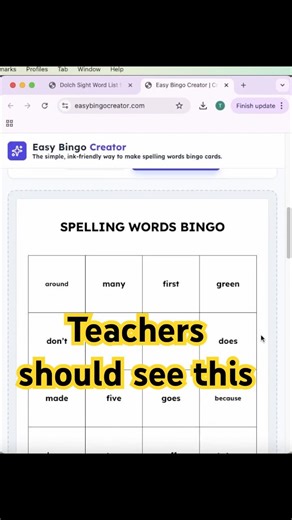 👉 Teachers…make your own spelling bingo cards in less than a minute (for free!)