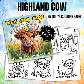 Highland Cow Coloring Pages | 60 Printable Farm Animal Coloring Sheets for Kids