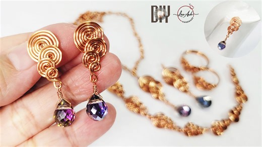 How to make spiral wire earrings | Geometric form jewelry dangles 1124