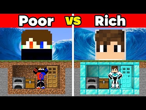Poor vs Rich Tsunami Bunker Battle in Minecraft