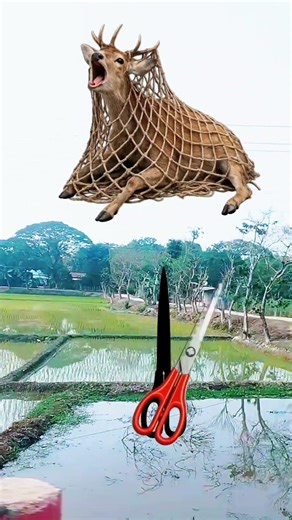 Look at this poor deer trapped in a net and screaming for help! 🦌 #animals