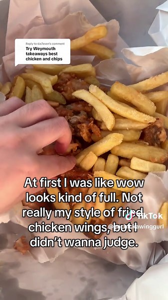Replying to @6ix7even 📍Weymouth Takeaways (Waimahia Avenue, Weymouth, Auckland) 10 fried chicken wings w chips= $15. I just wanna say that I appreciate y’all for recommending me this place. However, I personally think it’s overhyped. From my personal experience, I have tried better fried chicken wings from other takeaways. Another thing I wanna add is the feathers 😅🫠. I personally don’t like my fried chicken wings w some feathers intact. Respectfully, no hate..I question some takeaways why th