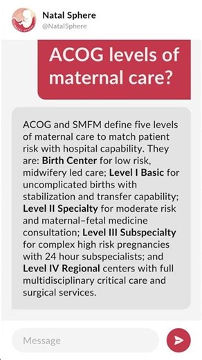 What are the ACOG levels of maternal care?
