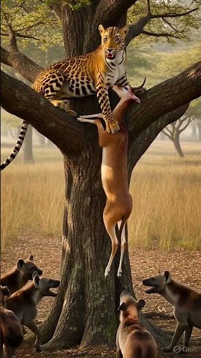 Leopard Dragging Prey Up a Tree 🐆 | Incredible Wildlife Moment