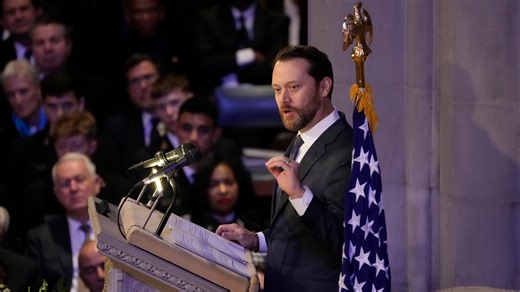Watch Jason Carter's humorous, touching tribute to his grandfather at national funeral