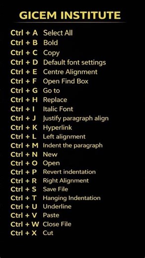 MS excel 2007 shortcut keys