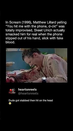 Scream (1996): “You hit me with the phone!” Was IMPROVISED