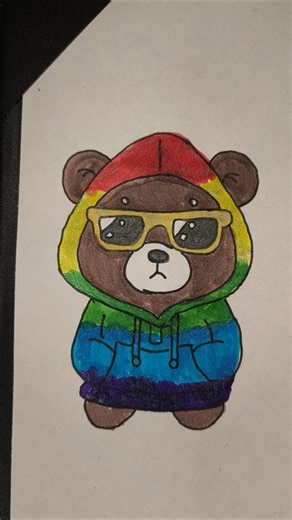 🌈🐻 Colorindo desenho fofinho de urso com moletom