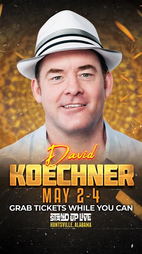 5.2K views · 47 reactions | Actor and Comedian David Koechner hits the Stand Up Live stage May 2-4! You've watched him on The Office and in the Anchorman films, now grab your tickets to see his stand-up LIVE--> https://bit.ly/Hunt_Koechner24 | Huntsville Levity Live | Facebook