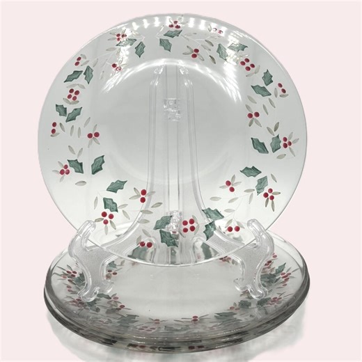 Vintage Pfaltzgraff Winterberry Glass Salad Plates (set of 4)