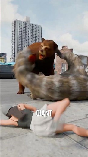 Short Faced Bear VS A Young T Rex #prehistoric #animals #trex #bear #fighting #3d #animation #shorts