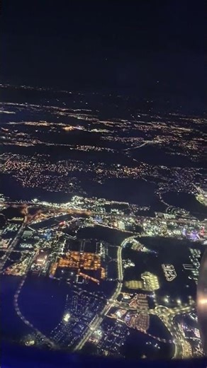 sky view of universal studios at night