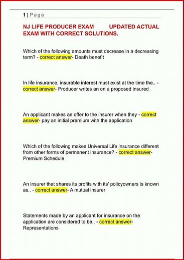 Nj Life Producer Exam Updated Actual Exam With Correct Solut video