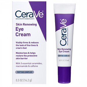 CeraVe Skin Care Renewing Eye Cream for Dark Circles & Puffiness with Peptides, Hyaluronic Acid, Niacinamide, Caffeine, Fragrance Free 0.5 oz