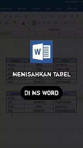 Memisahkan tabel di Microsoft Word #tutorial #microsoft #word #lifehack