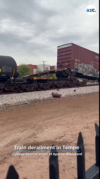 Union Pacific train derails on College Avenue in Tempe. See the scene