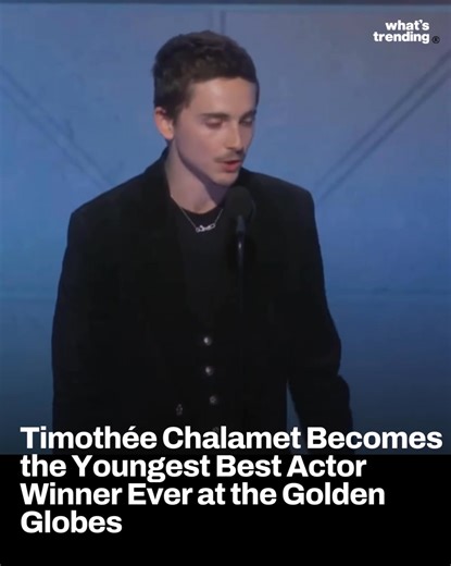 Timothée Chalamet just made Golden Globes history. This is his acceptance speech.⁠ ⁠ He won Best Actor in a Motion Picture, Musical or Comedy for Marty Supreme at the 2026 Golden Globes. ⁠ ⁠ He’s 30 years old, which puts him in the conversation for the youngest ever in this category. ⁠ ⁠ If you watched, what was your favorite moment from the show? #GoldenGlobes | What's Trending