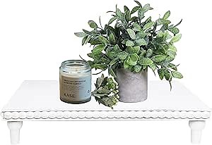 GENMOUS Farmhouse White Dispaly Risers Pedestal Stand For Bathroom Decor , Rustic Large Tiered Tray Decor Pedestal Stand For Coffee Bar Display, Kitchen Counter Island Decor, Sink Decor, Plant Holder