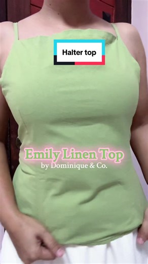Wearing Halter Linen Top size XL for your reference. @dominique & co. #halterlinentop #emilylinentop #linen #womenstop #agjshop💝