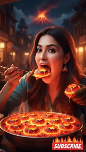 Girl eating pani puri made by lava #animation #ai #shorts