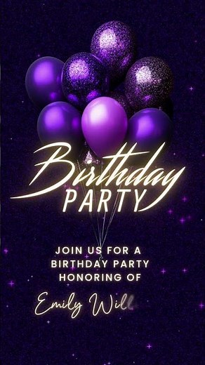 Purple Surprise Birthday Invitation | Sparkly Animated Canva Template