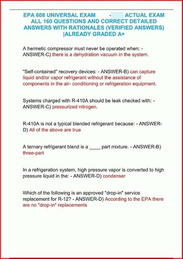 #learnexams Epa 608 Universal Exam Actual Exam All 160 Questions And Cor video