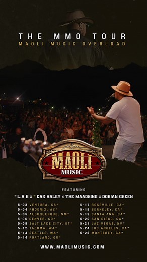 Maoli Music Overload Tour - May 2023. Tickets on sale NOW at www.maolimusic.com Can't wait to see you all there 🤙🏽 #MMOTour Tag a friend! Who are you coming with? May 3: Ventura, CA * May 4: Phoenix, AZ * May 5: Albuquerque, NM * May 6: Denver, Co * May 8: Salt Lake City, UT * May 12: Tacoma, WA * May 13: Seattle, WA * May 14: Portland, OR * May 17: Roseville, CA * May 18: Berkeley, CA * May 19: Santa Ana, CA * May 20: San Diego, CA May 21: Las Vegas, NV May 24: Los Angeles, CA May 26: Montere