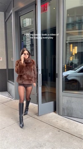 POV: every one of your outfits deserves its own moment 📱🤎 Carolina Freixa in the Bardot Renata Faux Fur Jumper, Lovers & Friends Noa Faux Leather Mini Dress, retrofete Lykke Leather Jacket 🧥 Shop her looks now: https://revolve.visitlink.me/-L-oKl | REVOLVE
