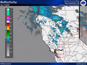 Here's a look at current radar across interior NorCal. Light showers and mountain snow showers persisting this evening. Activity is expected to thru the night. | US National Weather Service Sacramento California
