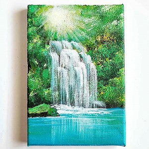Waterfall Landscape Acrylic Painting #art #artist #artwork #acrylic #painting #eldrawingarts #paintingartwork #acrylicpainting #waterfallpainting | El Drawing Arts