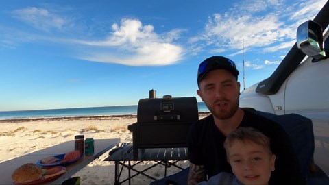 Cooking on my portable BBQ while camping