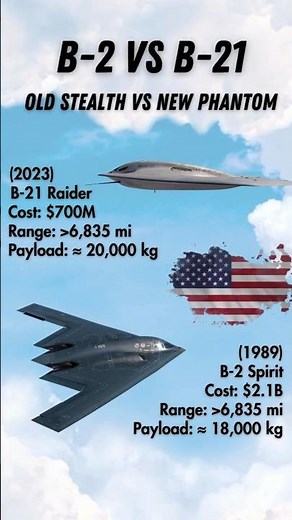 B-2 VS B-21: United State's Bombers! #b2bomber #b2spirit #b21 #usa #shorts