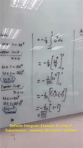 Definite Integrals: Example 4 using U-Substitution - showing alternative solution. #definite #Int