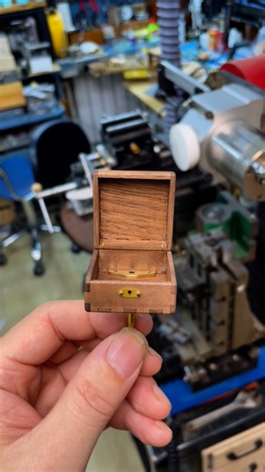 Jiawei Du on Instagram: "This is the small wooden box of the automaton, the size of which is perfect for a ring. Soon the upgraded version of the automaton will be completed.#automatamaker #automata #woodentoys #musicbox #diytools #automation"