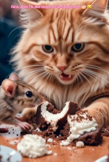 Cat vs. Mouse: The Most Unexpected Cake Eating Contest! 🎂🐱" #cat #shorts #cake