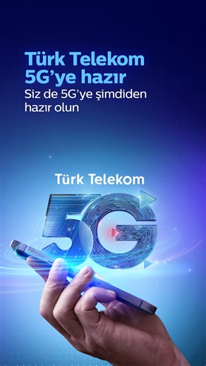Türk Telekom 5G’ye hazır, siz de 5G’ye şimdiden hazır olun! 5G’ye hazır olmak için: 1️⃣ 5G ile uyumlu telefon kullanın, 2️⃣ 5G yazıp 5555’e ücretsiz SMS gönderin 5G’nin avantajlarına hazır olun. | Türk Telekom