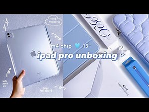 new✨ m4 iPad Pro 13” unboxing 🩵 apple pencil pro, magic keyboard + accessories