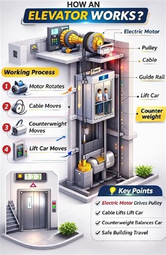 How an Elevator Works – Complete 3D Working Diagram Explained