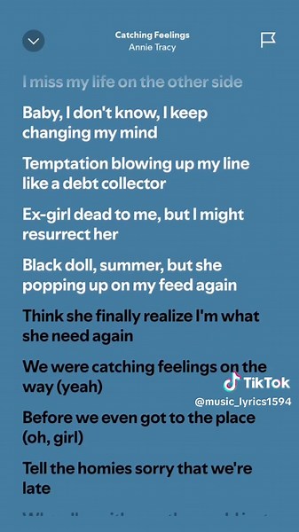 Catching Feelings lyrics by Annie Tracy & Leon Thomas #spotify #lyrics #songlyrics #fyp #fullsong #fulllyrics #catchingfeelings #music_lyrics1594