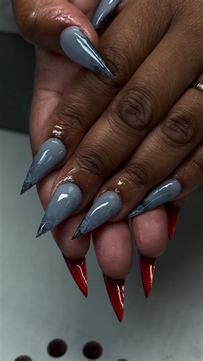 Licensed Nail Tech on Instagram: "Red bottom stiletto nails with ombré, encapsulated lace 😍 • • #757nailtech #757nails #fyp #explore"