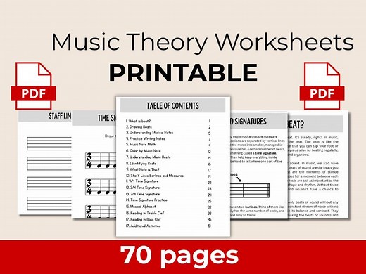 Music Theory Workbook – Beginner Worksheets, Notes, Rhythm (PDF) - Etsy