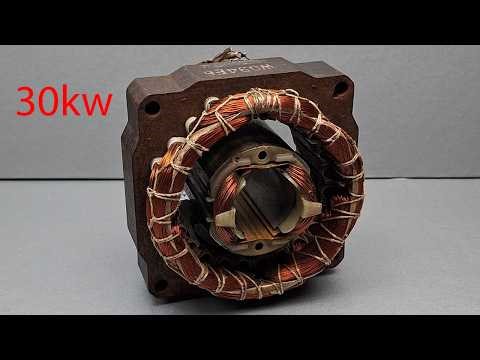 How to build free energy generator for home use Electricity 220v 30kw from AC old motor 100%
