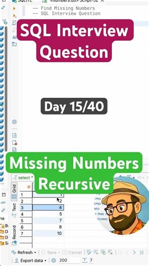 Missing numbers in dataset #sql #interview question Day 15/30