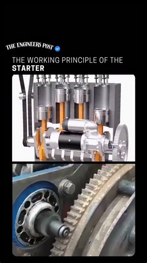 The Engineers Post on Instagram: "The working principle of a starter is based on converting electrical energy into mechanical energy to initiate engine operation. When the ignition key is turned on, electrical current from the battery flows to the starter motor through the starter solenoid. The solenoid engages the pinion gear with the engine’s flywheel and simultaneously completes the circuit to power the motor. The starter motor then cranks the engine by rotating the flywheel, allowing the air