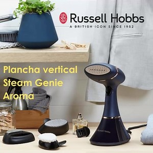 ¡¡PRIME DAY por sólo 35,99 €!! (antes 49,99€) Plancha Vertical Russell Hobbs Steam Genie Aroma con 1800 W, 32g de vapor, Placa Cerámica, 3 Accesorios para diferentes tejidos y difusor de aroma | Russell Hobbs España
