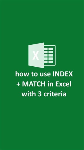 Basic to Advance Excel on Instagram: "Learn how to use INDEX + MATCH in Excel with 3 criteria for powerful lookups. This tutorial is perfect for anyone who wants to go beyond VLOOKUP and master advanced Excel formulas. What you’ll learn: ✔ How INDEX + MATCH works ✔ Adding multiple conditions to your lookup ✔ Real-world example step-by-step #Excel #IndexMatch #ExcelTips"