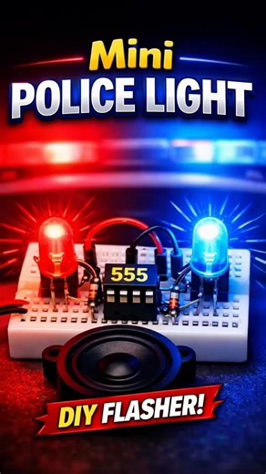 How to make a Police 👮 flashlight using LM555 IC and capacitor and resistor#electronic #flasher