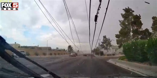 FIRST ON FOX5: Power pole falls on top of car during dust storm in Las Vegas Valley