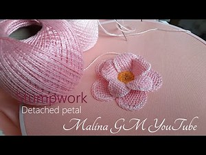 Stumpwork | Detached Embroidery Petal | Amazing Pink Flower | Detached stitch | 2 part