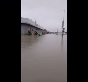 Heavy rain triggers severe flooding in Mercasevilla, Seville, Spain
